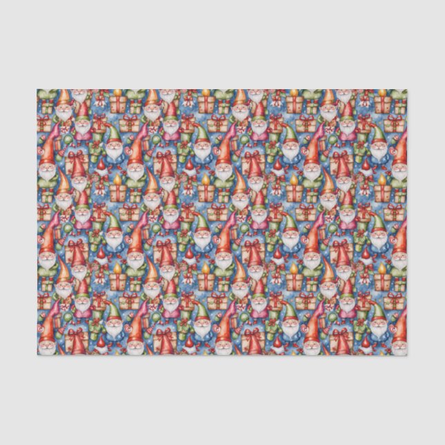 Papel De Seda Navidades de baldosas festivas gnome (Anverso)