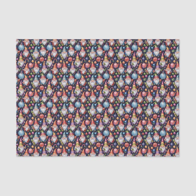 Papel De Seda Navidades de baldosas festivas gnome (Anverso)