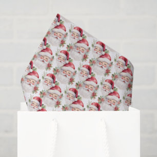 Papel De Seda Navidades de baldosas festivas Santa acuarela