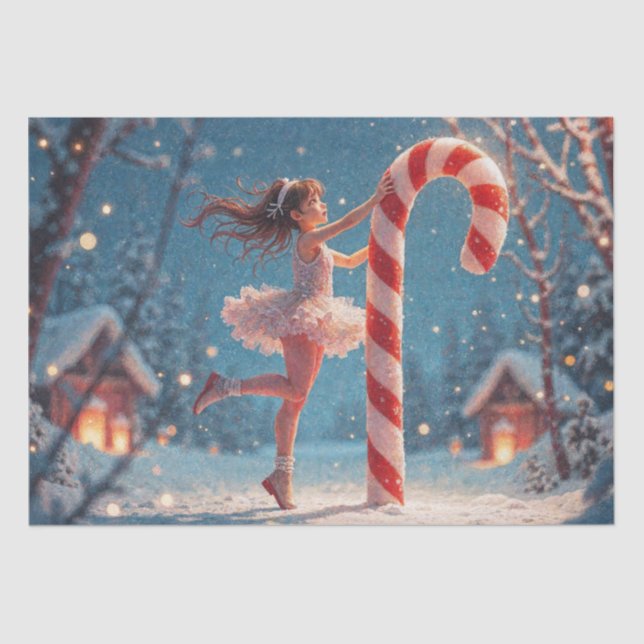 Papel De Seda Navidades de Ballerina Anime Chica y Candy Cane (Anverso)