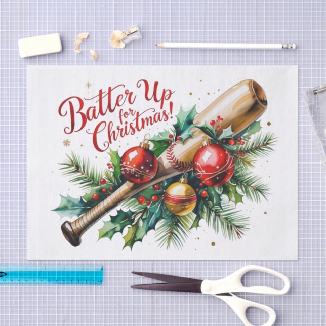 Papel De Seda Navidades de béisbol con la temática ¡Batter Up fo (Artesanía)