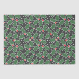 Papel De Seda Navidades de Black and Green Holly