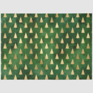 Papel De Seda Navidades de Boho Green Gold Trees