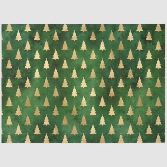 Papel De Seda Navidades de Boho Green Gold Trees (Anverso)