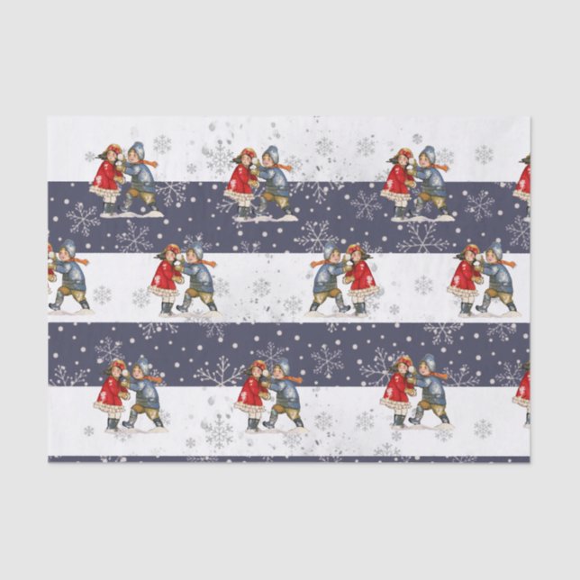 Papel De Seda Navidades de bola de nieve desnudan copo de nieve (Anverso)
