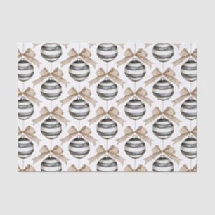 Papel De Seda Navidades de Bow de ornamentos de franjas blancas 