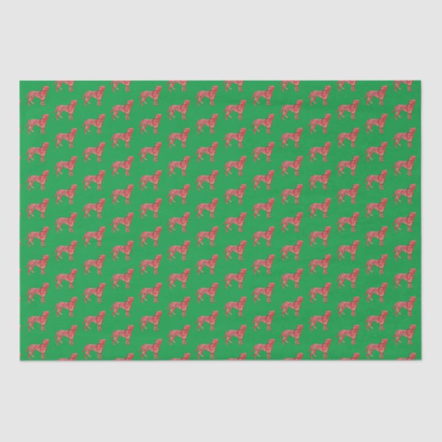 Papel De Seda Navidades de Boxer Perro Cute Silhouette Green (Anverso)