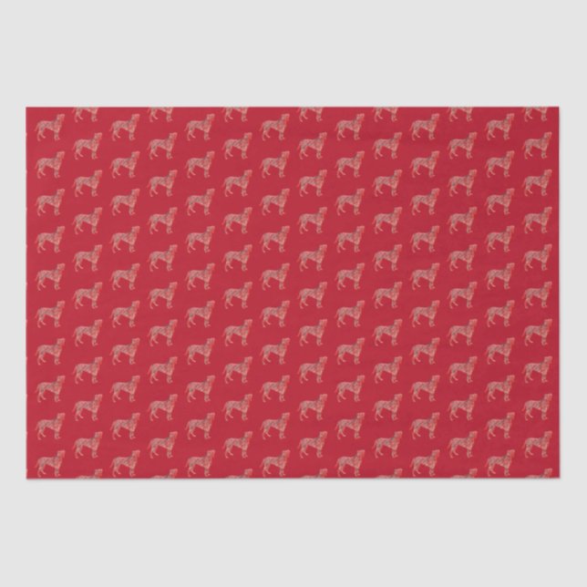 Papel De Seda Navidades de Boxer Perro Cute Silhouette Rojo (Anverso)