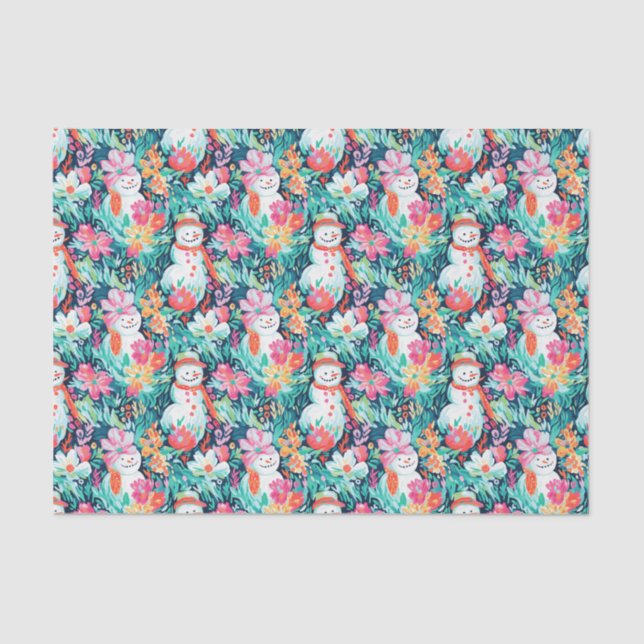 Papel De Seda Navidades de Bright Palm Beach Snowman (Anverso)