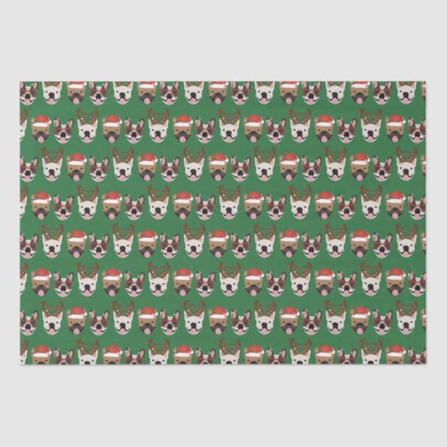 Papel De Seda Navidades de Bulldoges franceses de Merry Woofmas (Anverso)