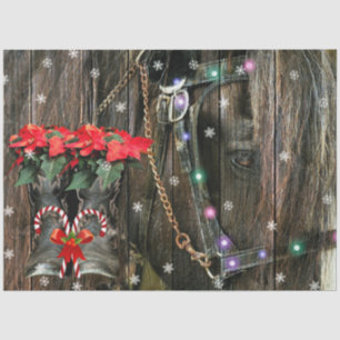 Papel De Seda Navidades de caballos Poinsettias Candy Canes