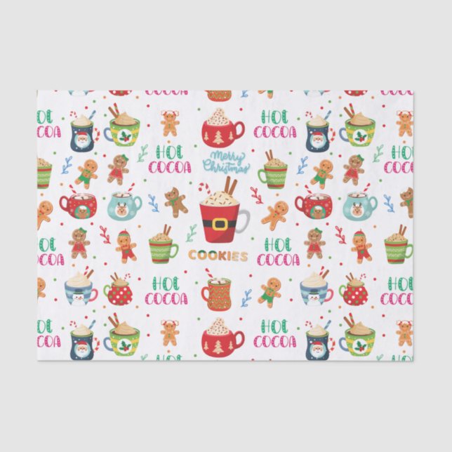 Papel De Seda Navidades de cacao caliente, galletas jengibre (Anverso)