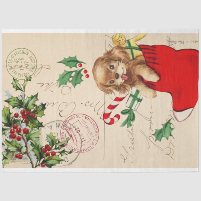 Papel De Seda Navidades de cachorros baratos desenmascaran tejid (Anverso)