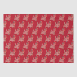 Papel De Seda Navidades de Cairn Terrier Perro Silhouette Rojo