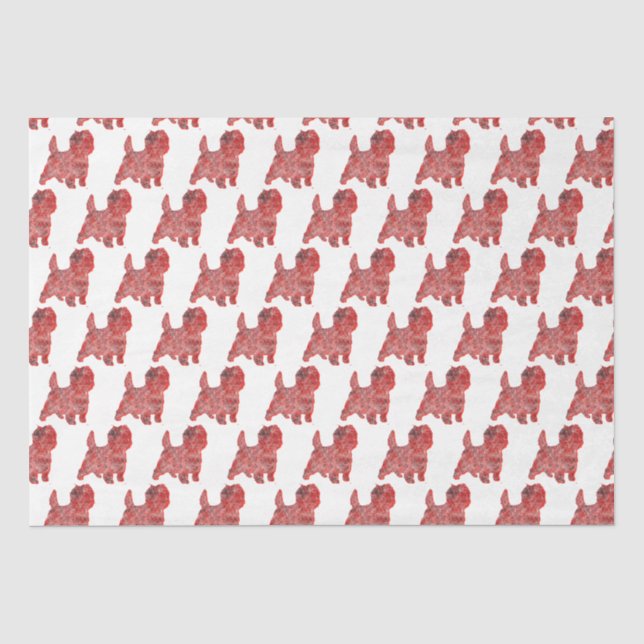 Papel De Seda Navidades de Cairn Terrier Perro Silhouette White (Anverso)