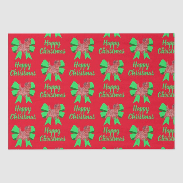 Papel De Seda Navidades de Cairn Terrier Perro y rojo de vaca (Anverso)