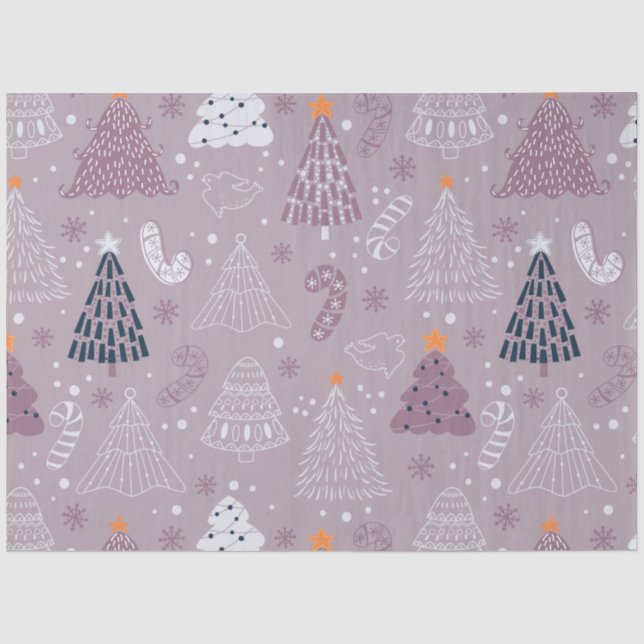 Papel De Seda Navidades de Candy Canes de renos de árboles de Na (Anverso)
