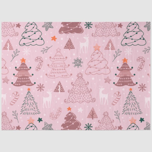 Papel De Seda Navidades de Candy Canes de renos de árboles de Na (Anverso)