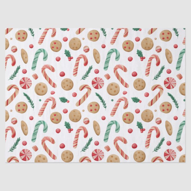 Papel De Seda Navidades de Candy Canes y Cookies (Anverso)