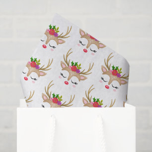 Papel De Seda Navidades de Chica lindo rostro de reno