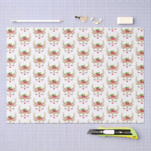 Papel De Seda Navidades de Chica lindo rostro de reno