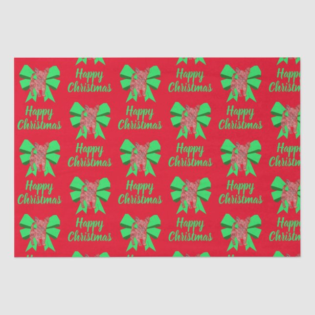Papel De Seda Navidades de Chihuahua Rojo de perro y vaca (Anverso)