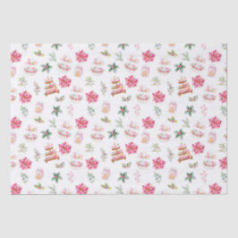 Papel De Seda Navidades de cocina y follaje rosa