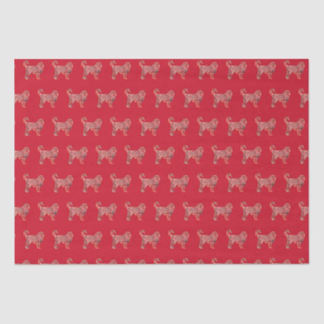Papel De Seda Navidades de Cockapoo Cute Perro Silhouette Rojo (Anverso)