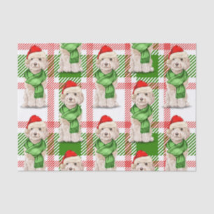 Papel De Seda Navidades de Cockapoo rojos y verdes