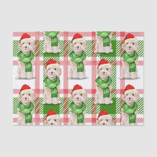 Papel De Seda Navidades de Cockapoo rojos y verdes (Anverso)