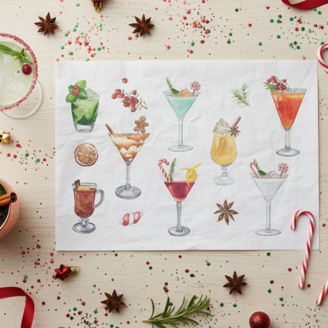 Papel De Seda Navidades de Cocktails acuáticos festivos Martini (Subido por el creador)