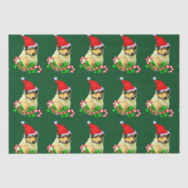 Papel De Seda Navidades de Collie Puppy Santa Hat