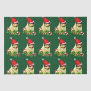 Papel De Seda Navidades de Collie Puppy Santa Hat