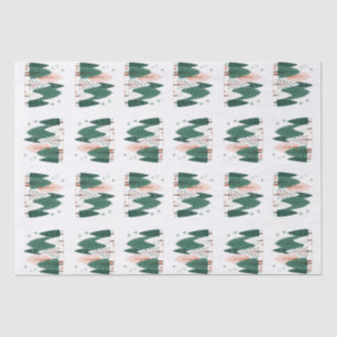 Papel De Seda Navidades de color verde y coral de madera de pino