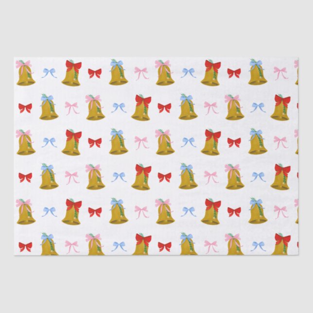 Papel De Seda Navidades de Coquette clásicos con correas y arcos (Anverso)