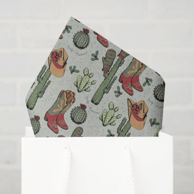 Papel De Seda Navidades de Country Green Cowboy Howdy (Bolsa de regalo)