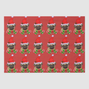 Papel De Seda Navidades de Cute Pug Santa Hat