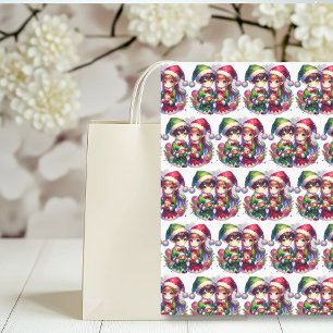Papel De Seda Navidades de Cute Watercolor Anime Elves