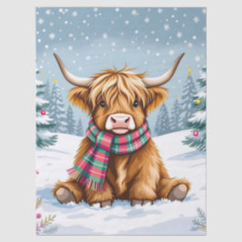Papel De Seda Navidades de Cute Whimsical Highland Cow