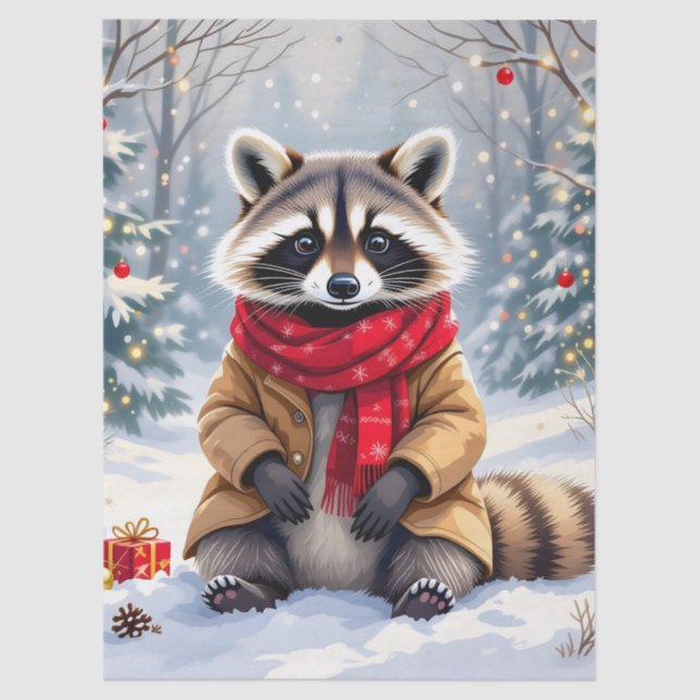 Papel De Seda Navidades de Cute Whimsical Raccoon (Anverso)