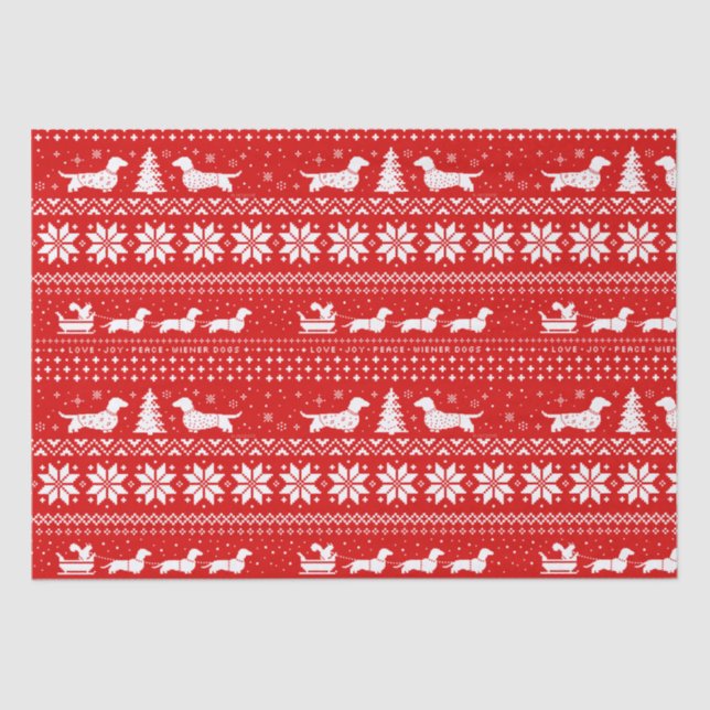 Papel De Seda Navidades de Dachshunds disfrutan de vacaciones de (Anverso)