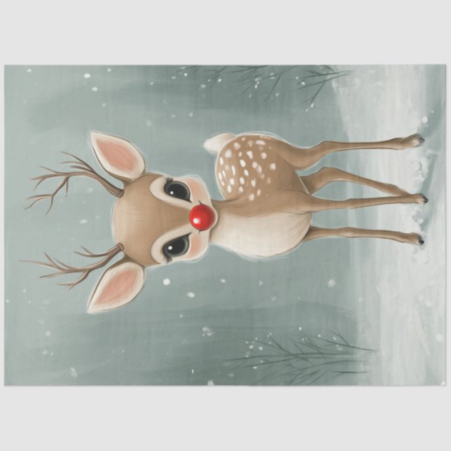 Papel De Seda Navidades de Decoupage Whimsical Winter Rudolph (Anverso)