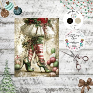 Papel De Seda Navidades de desahuciación Elf Legs White Stocking