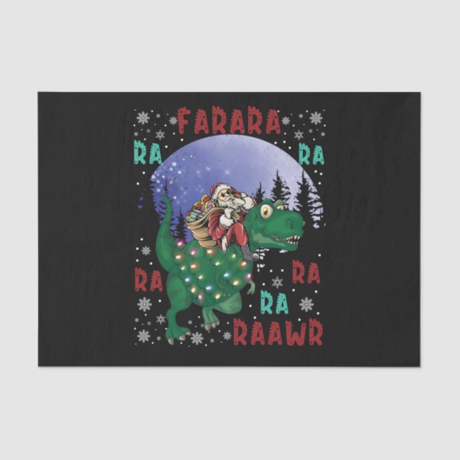 Papel De Seda Navidades de Dinosaurios Santa Claus (Anverso)