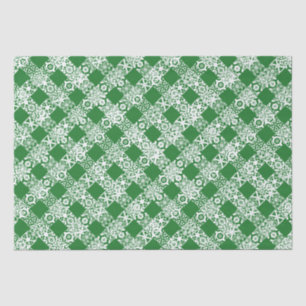 Papel De Seda Navidades de diseño de gingham de encaje blanco y 