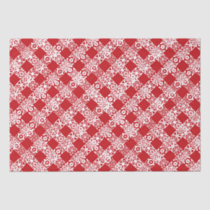 Papel De Seda Navidades de diseño de gingham de encaje rojo