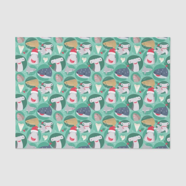Papel De Seda Navidades de especies de tiburones (Anverso)