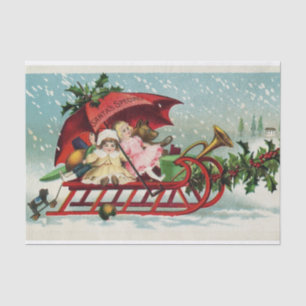 Papel De Seda Navidades de estilo vintage con juguetes