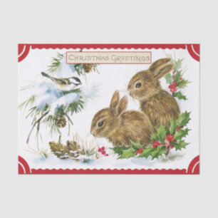 Papel De Seda Navidades de estilo vintage Conejos con Amigo de A