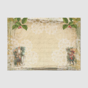 Papel De Seda Navidades de estilo vintage Santa, Niño y Escritur